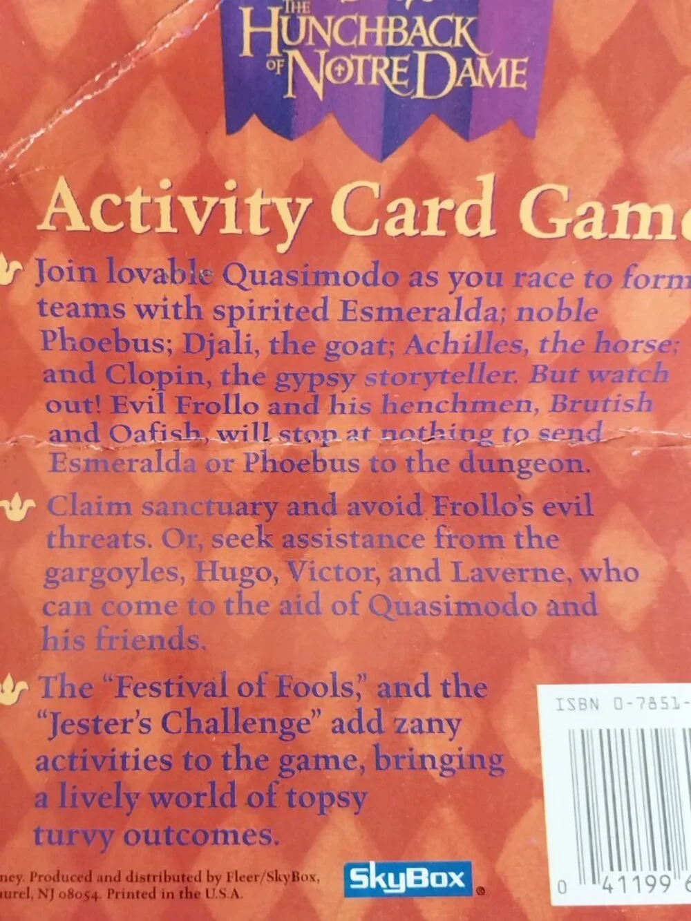 Hunchback of Notre Dame Activity Card Game